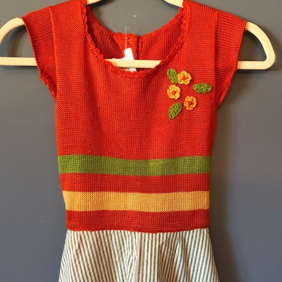 Knit and seersucker custom dress, size 8 girls - Picture 2 of 6